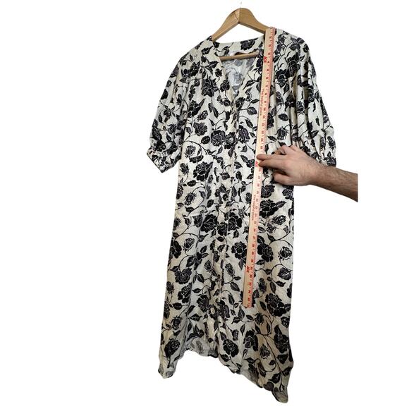 NEW Zimmermann S The Lovestruck $795 Floral 100% LINEN Midi Dress Puff Sleeve 4 - Picture 10 of 13